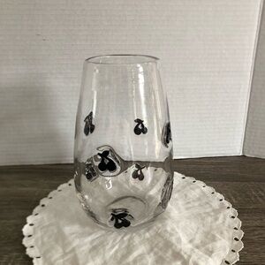 Hand Blown Glass Vase with Black Cherry Motif